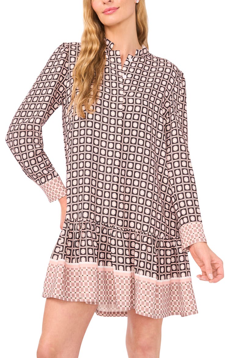 Sabrina Mixed Scarf Print Long Sleeve Dress, Alternate, color, BLUSHING BRIDE