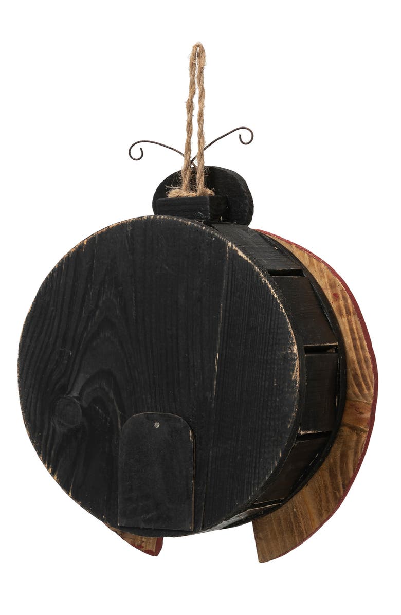 Glitzhome 11.5"H Distressed Solid Wood Ladybug Birdhouse, Alternate, color, 