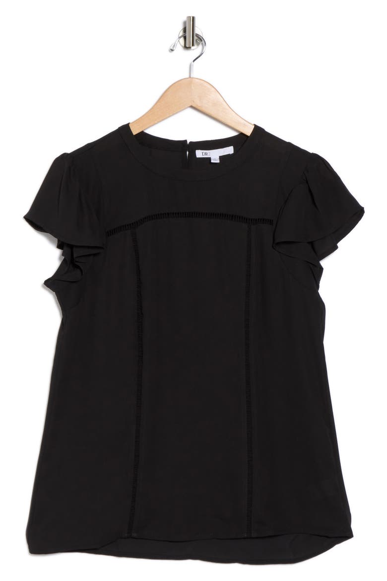Paisley Print Fluttter Sleeve Blouse, Alternate, color, BLACK