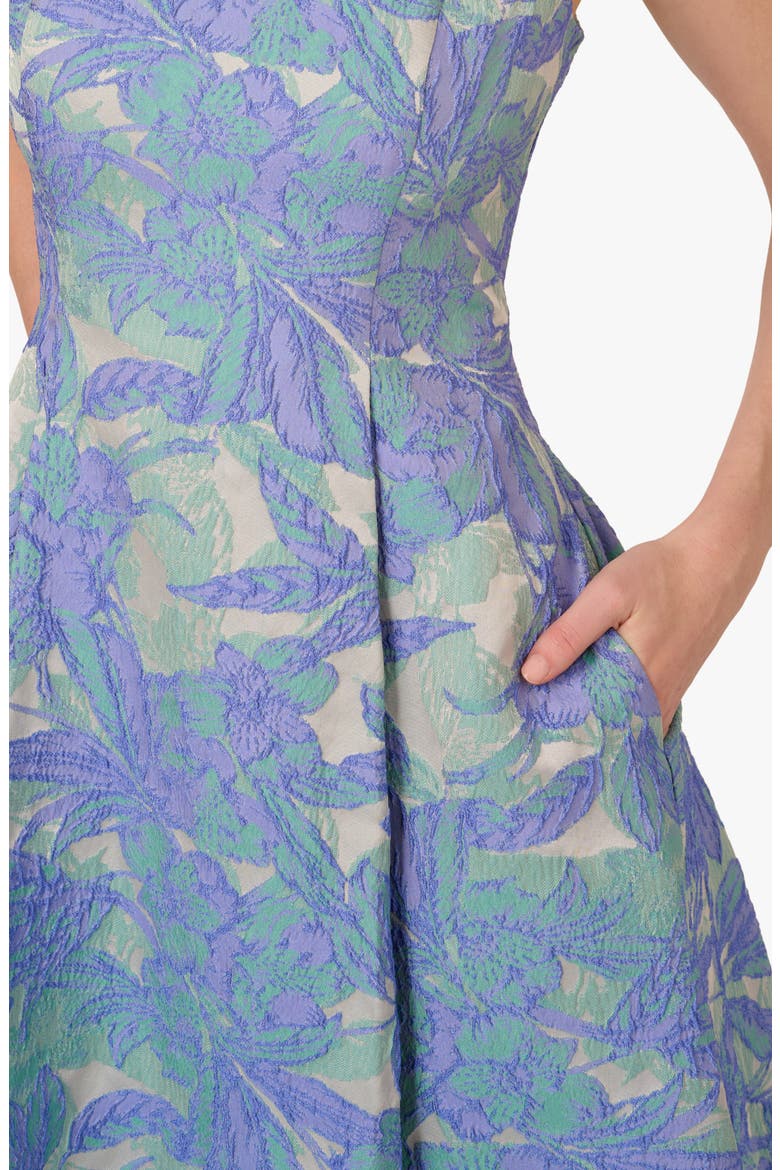 Floral Jacquard Sleeveless Dress, Alternate, color, BLUE/ GREEN MULTI