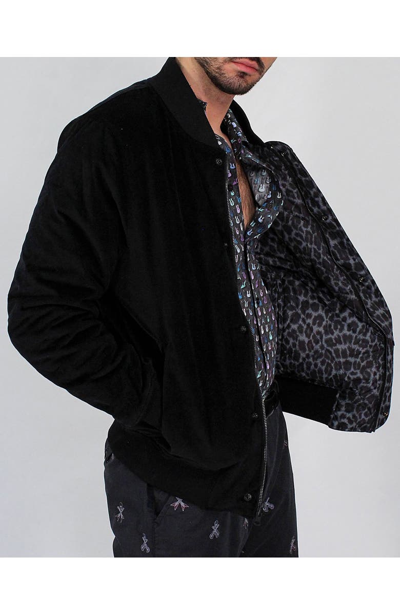 Lords of Harlech Don Velvet Reversible Bomber Jacket, Main, color, Black