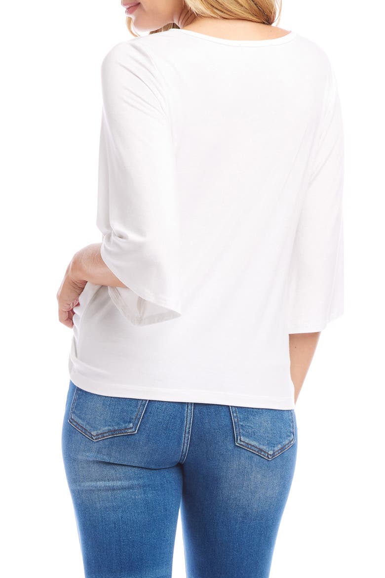 Flare Sleeve Twist Hem Jersey Top, Alternate, color, OFF WHITE