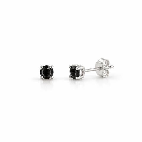 Sterling Silver 4mm Black Stud Earrings