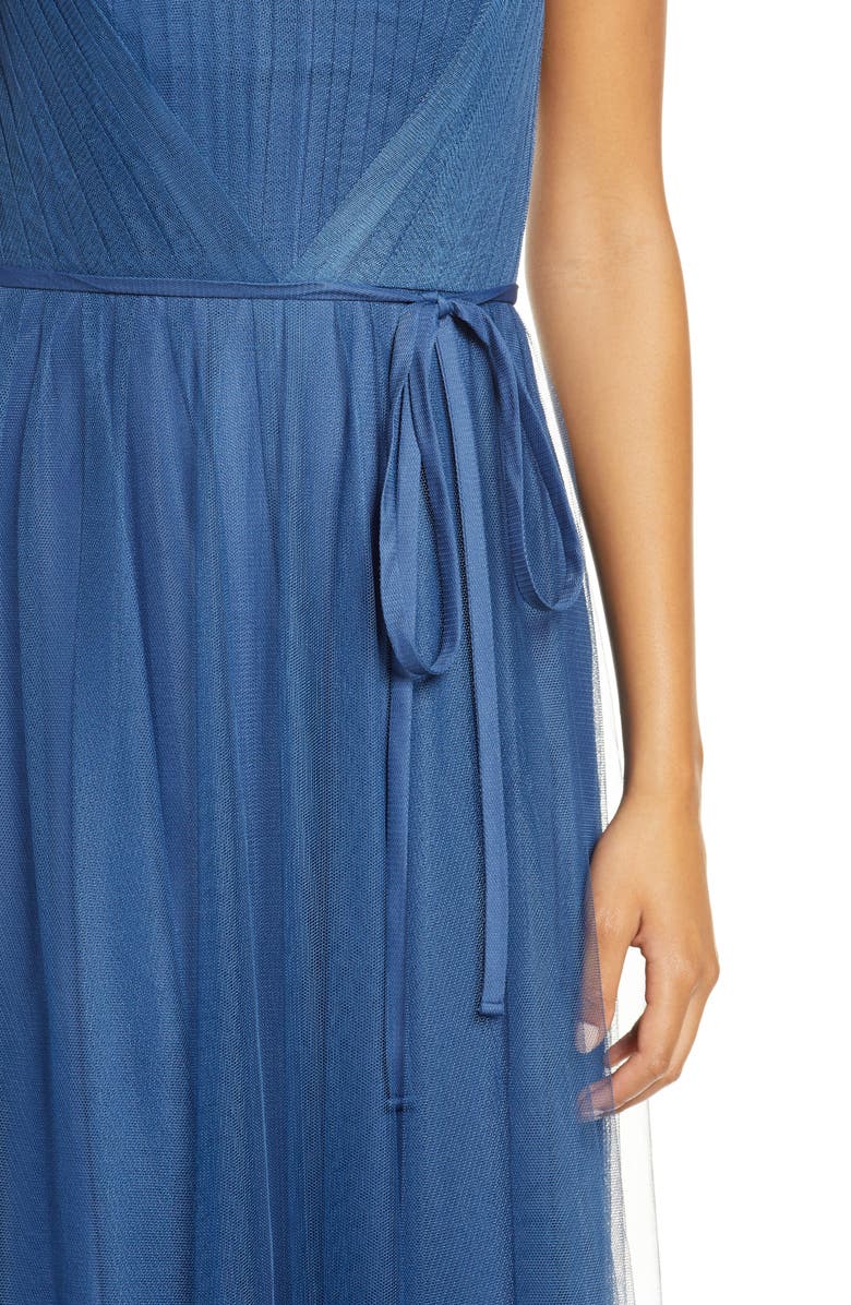 Marchesa Notte Strapless Tulle A-Line Gown, Alternate, color,