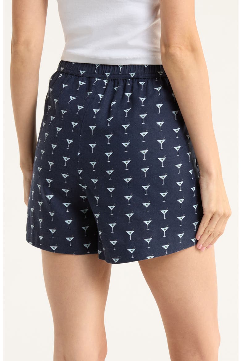 Print Cozy Flannel Boxer Pajama Shorts, Alternate, color, NAVY CLASSIC MOCKTAIL