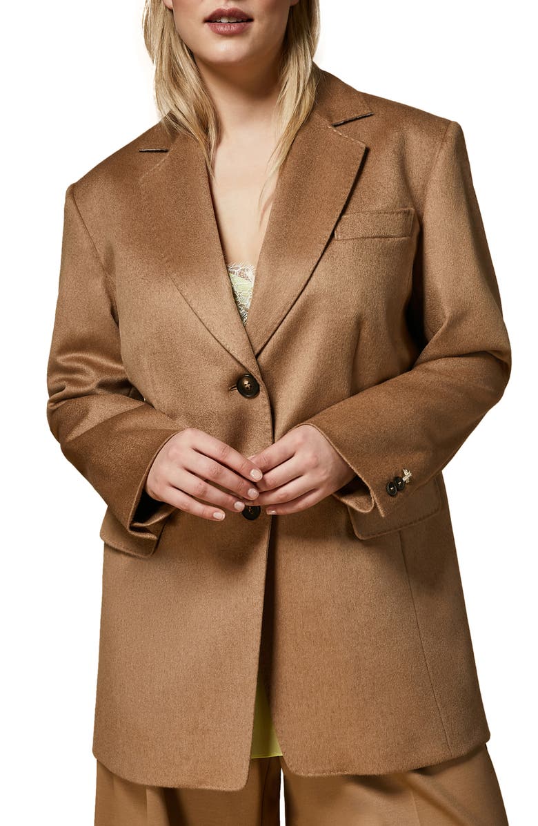 Marina Rinaldi Camel Wool Blazer, Main, color, 