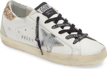 ★Golden ★ Superstar Low Top Sneakers Cream Silver GWF Golden Goose Super-Star Sneaker in White, Cream, & Silver