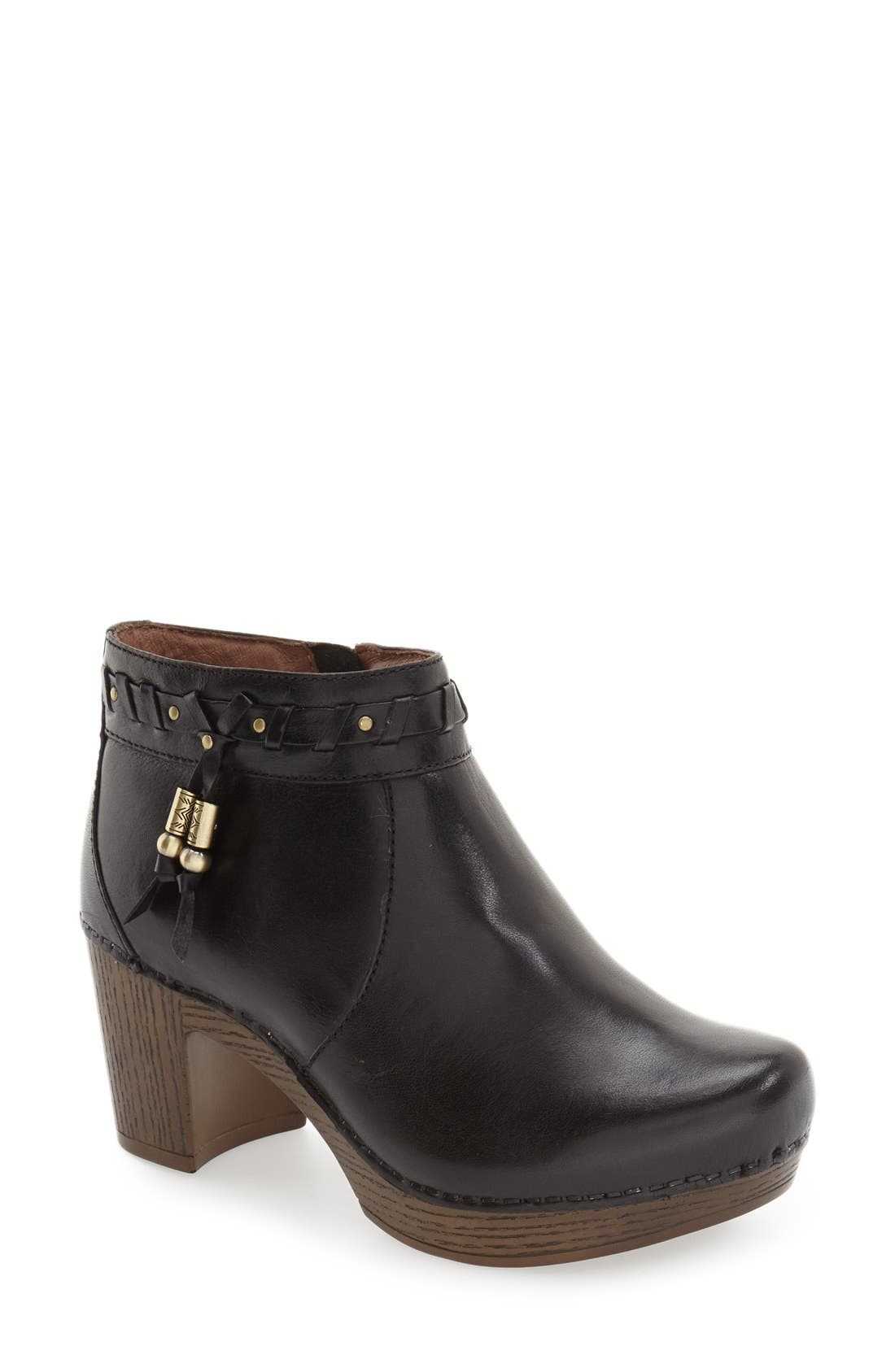 'Dabney' Bootie, Main, color, BLACK BURNISHED LEATHER