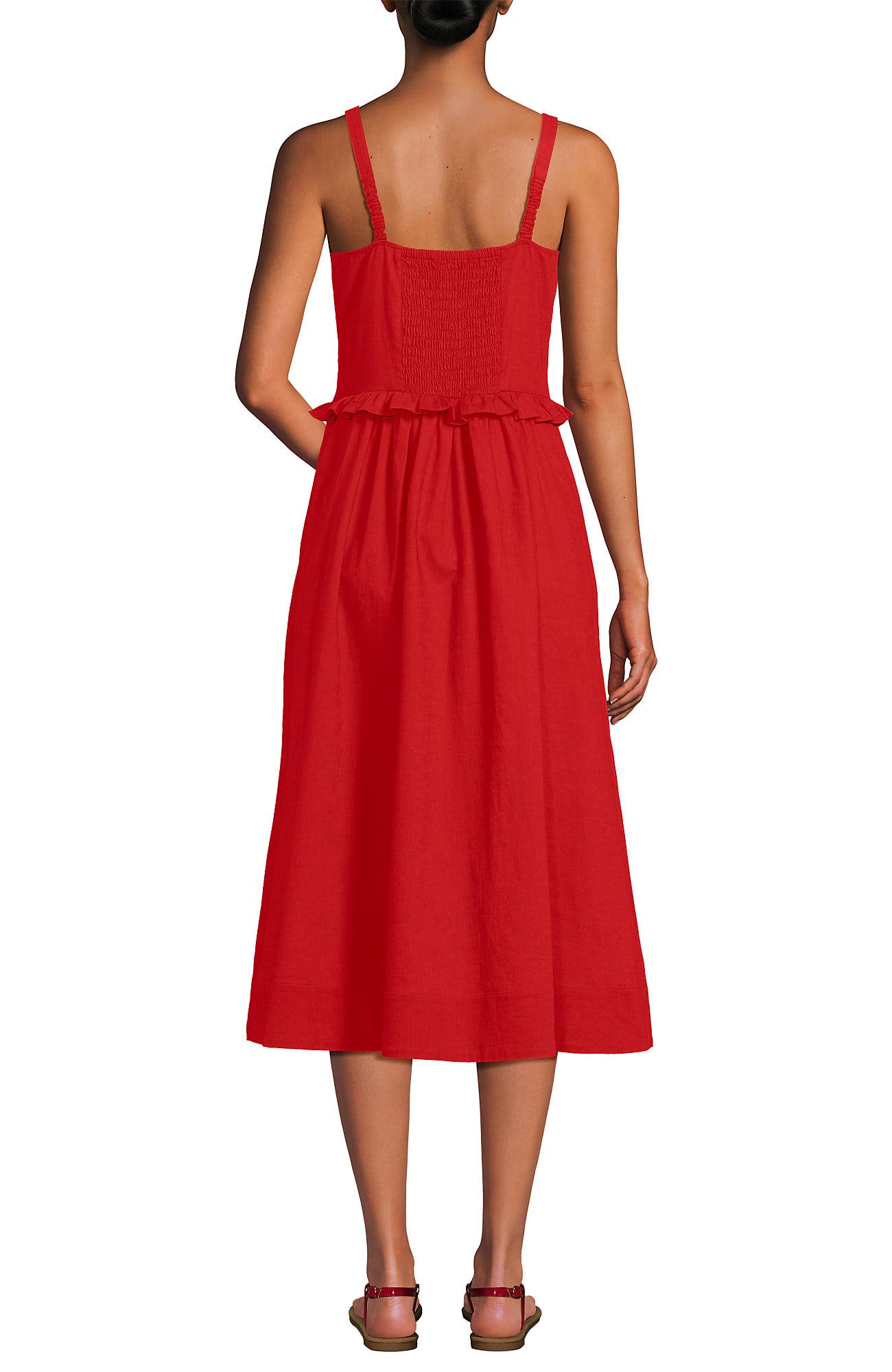 Lands' End Linen Blend Pintuck Tank Midi Dress (Women) | Nordstrom