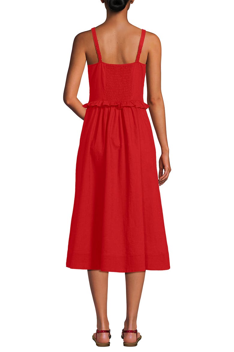 linen tank midi dress POIUYTR Cotton Linen Tank Dress for Womens Casual Crewneck Sleeveless Midi Dresses Vacation Nipped Waist A-Line Sundress