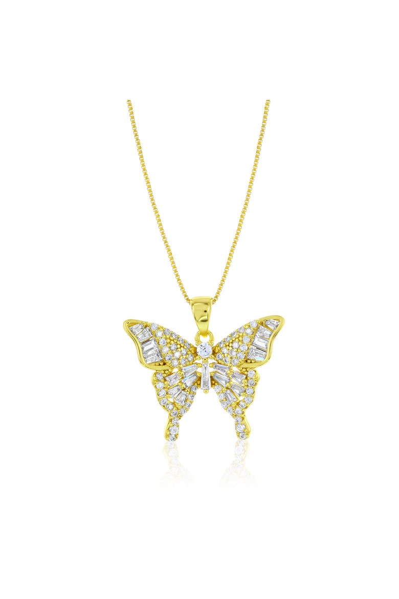 Gold-Flashed Crystal Butterfly Necklace, Main, color, Gold