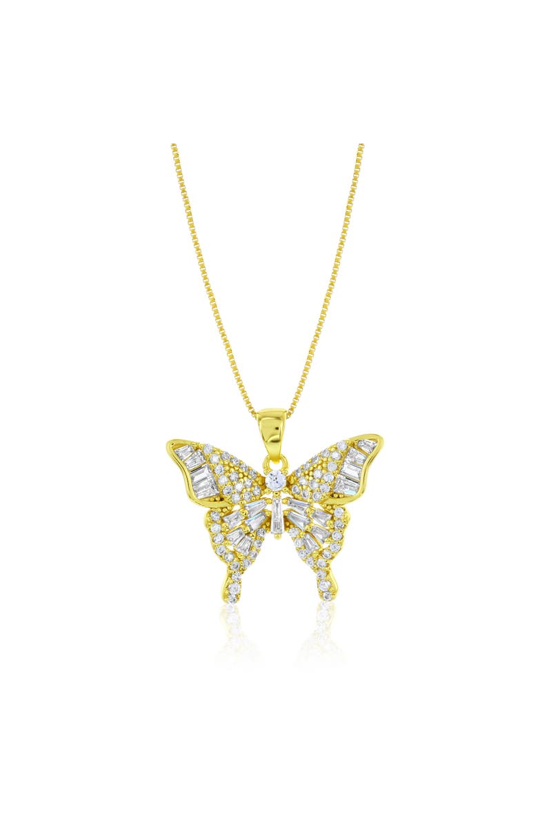 Donatello Gian Gold-Flashed Crystal Butterfly Necklace, Main, color, Gold