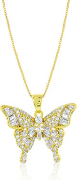 Donatello Gian Gold-Flashed Crystal Butterfly Necklace