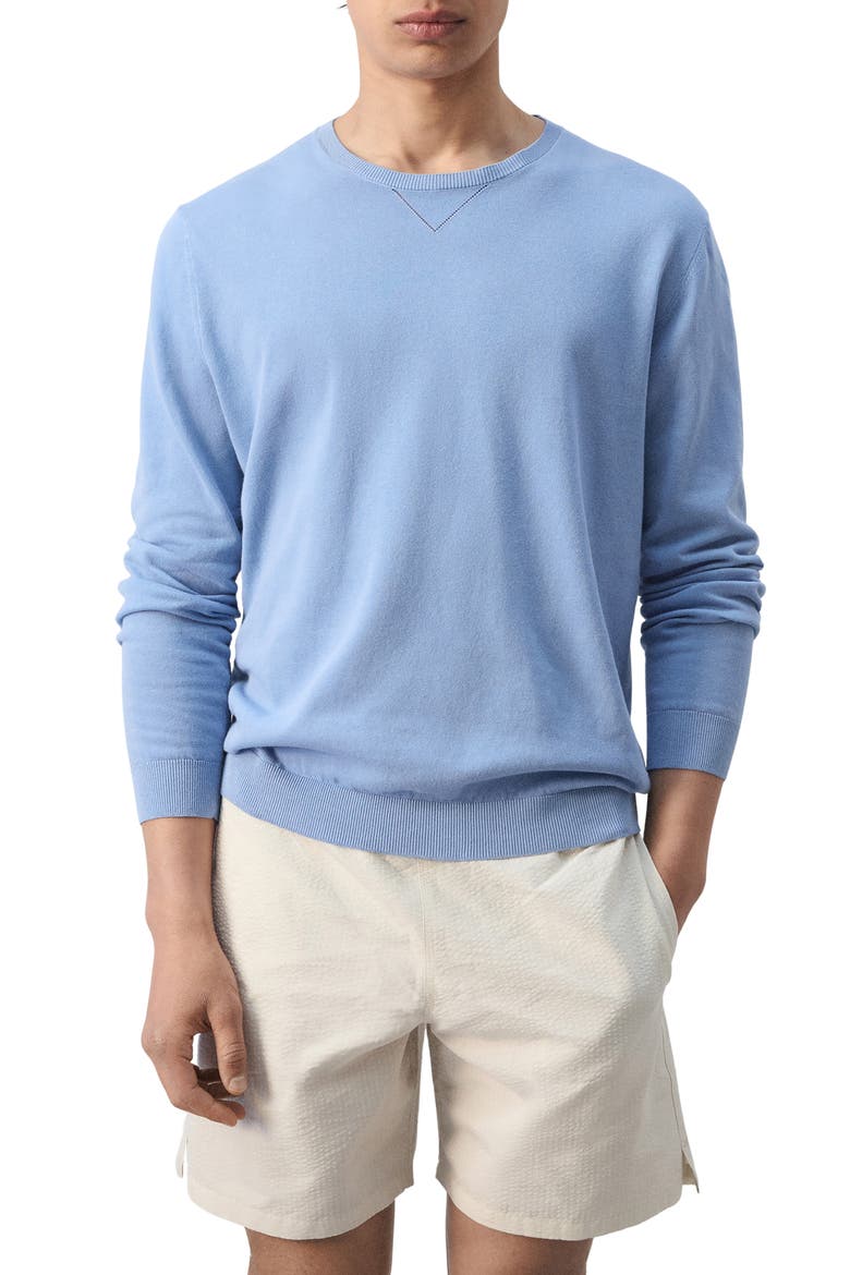 Fine Knit Crewneck Cotton Sweater, Main, color, CHINA BLUE