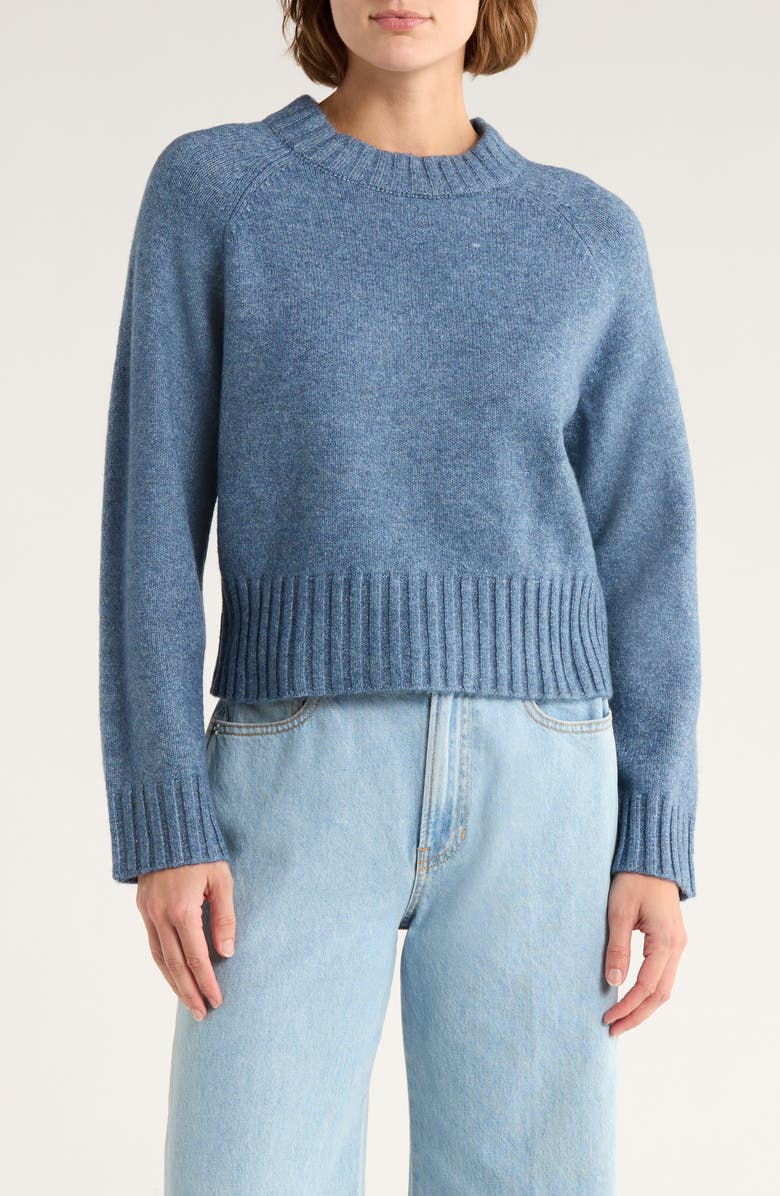 French Connection Crewneck Crop Sweater, Main, color, Slate Melange