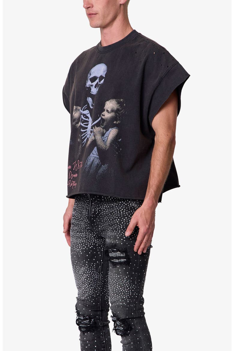 Dream Distressed Graphic Cutoff T-Shirt, Alternate, color, WASHED BLACK