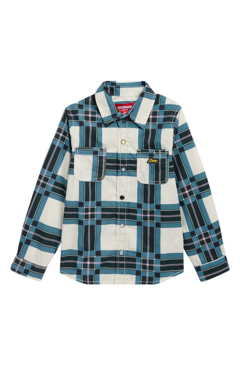 ICECREAM Stacker Long Sleeve Shirt, Main, color, Blue Plaid