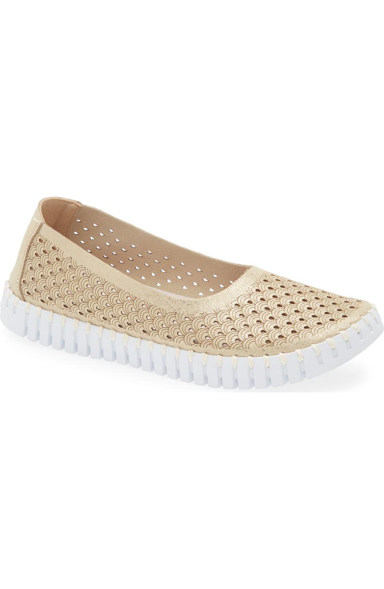 Ilse Jacobsen Tulipu Perforated Slip-On Sneaker, Main, color, Platin