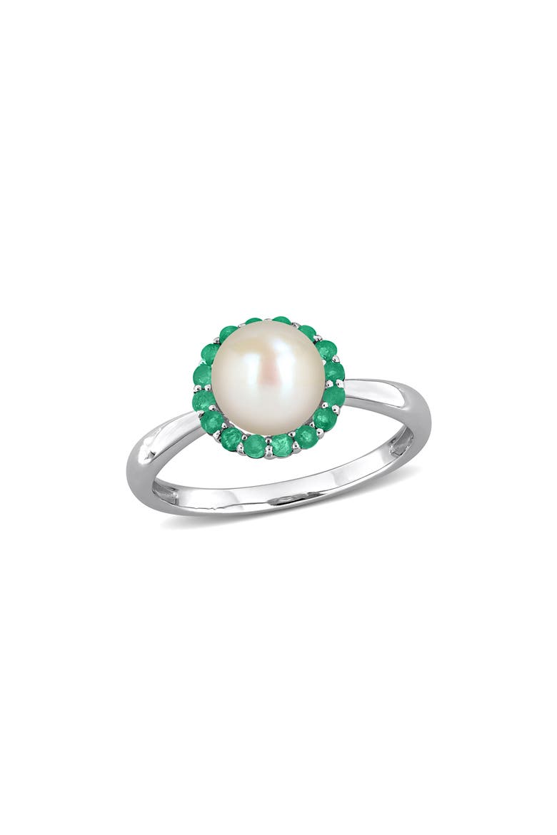 Semiprecious Stone & Cultured Pearl Ring, Main, color, GREEN