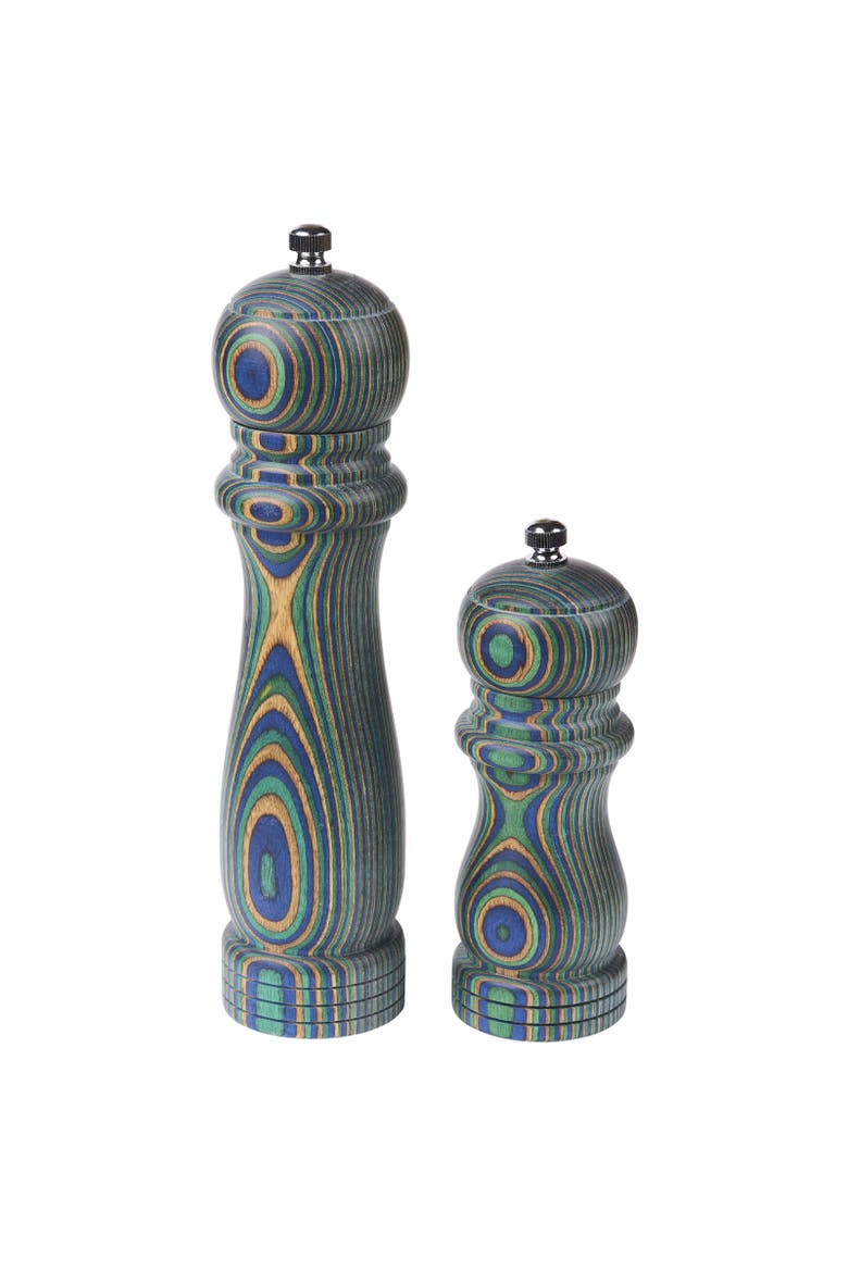 Pakkawood Pepper Mill and Salt Mill Set, Main, color, Peacock