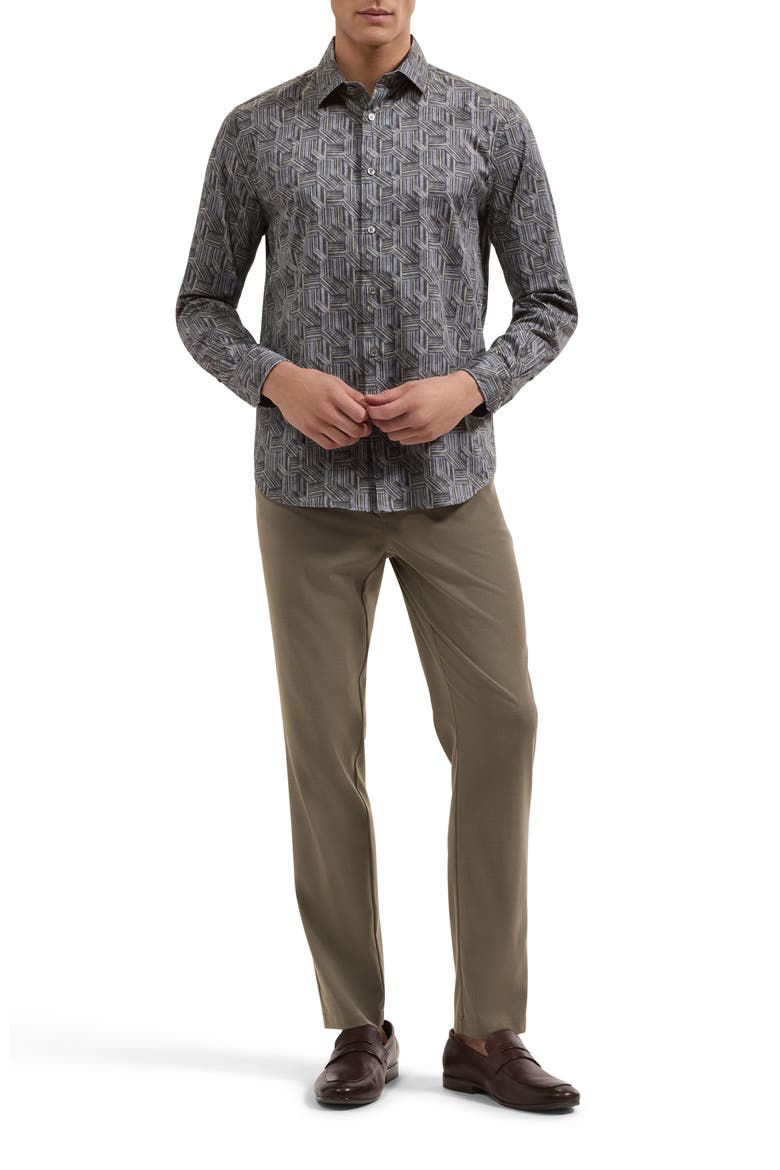 Julian Shaped Long Sleeve Button Up Shirt, Alternate, color, CEMENT