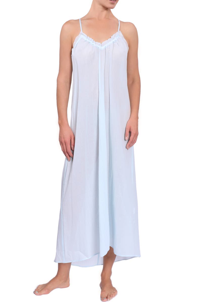 Everyday Ritual Ruffle Nightgown, Main, color, Sea Glass Blue