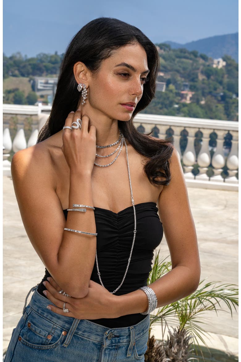 Gatsby Diamond Hoop Earrings (Online Trunk Show), Alternate, color, 18KW