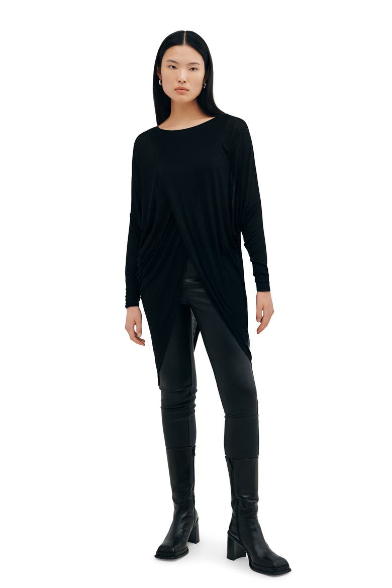 Vienna Tulip Hem Tunic, Alternate, color, BLACK