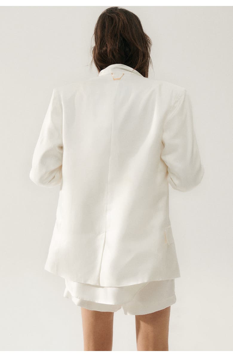 SILK LAUNDRY TWILL MIAMI BLAZER WHITE, Alternate, color, White