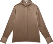 Reiss Ameira Silk Satin Button-Up Shirt