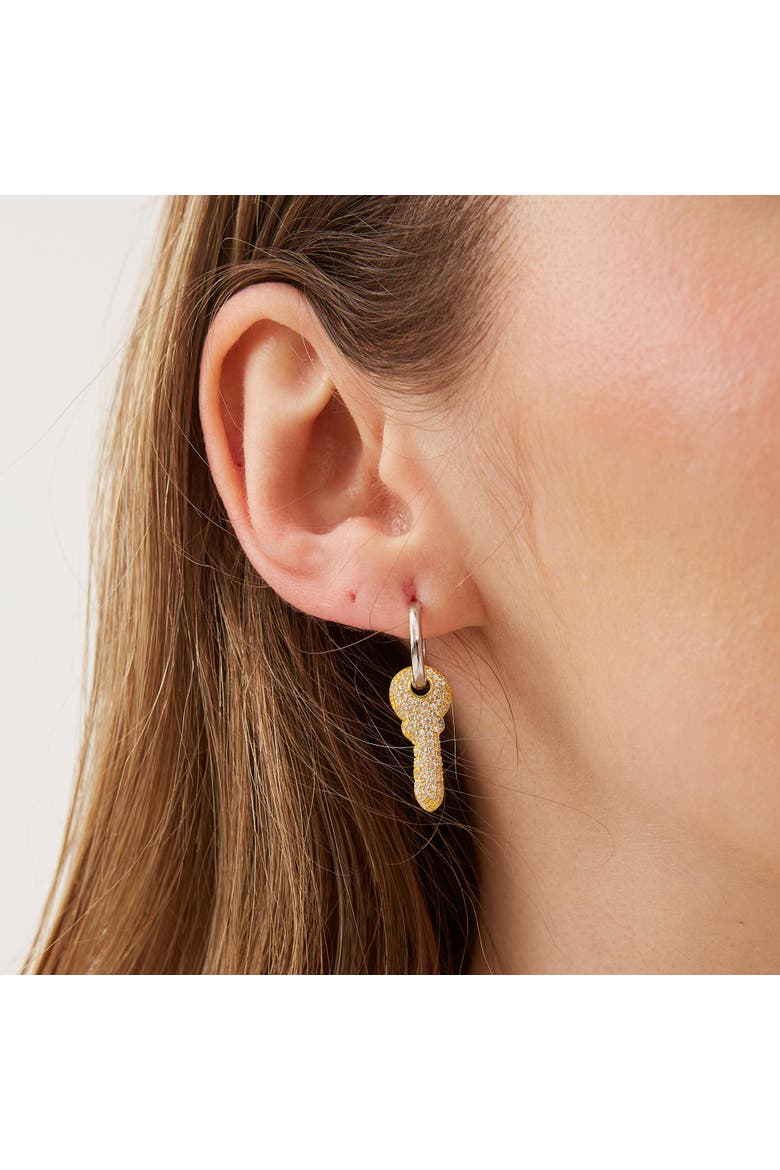 Key Silver Hoop Sterling Silver Earring, Alternate, color, Gold
