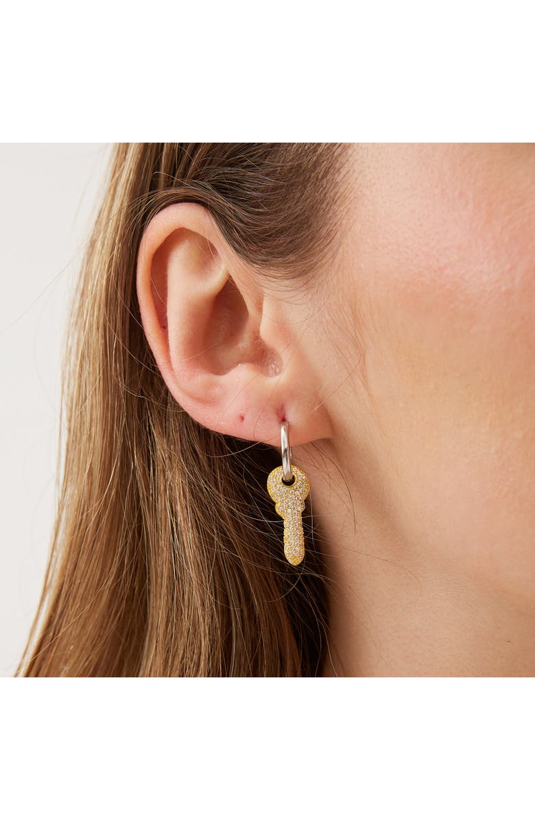 Spero London Key Silver Hoop Sterling Silver Earring, Alternate, color, Gold