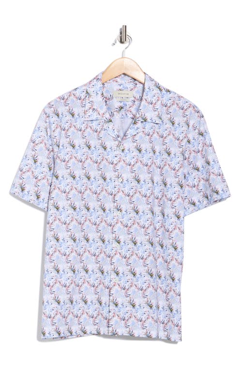 Bugatchi Cole Short Sleeve 8-way Stretch Ooohcotton® Camp Shirt In Blue