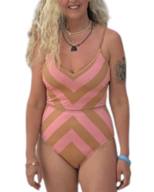 Biliblond Onepiece Arava Stripes In Pink Camel Lurex