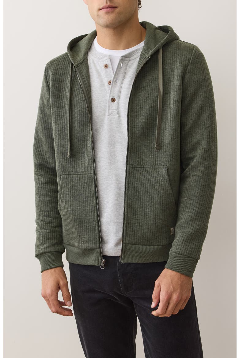 Corbet Quilted Zip-Up Hoodie, Main, color, OLIVE