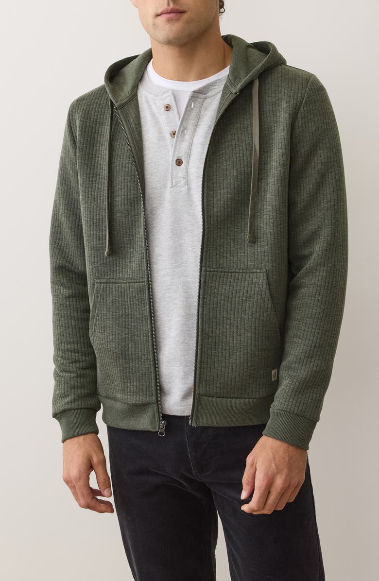 Marine Layer Corbet Quilted Zip-Up Hoodie, Main, color, Olive