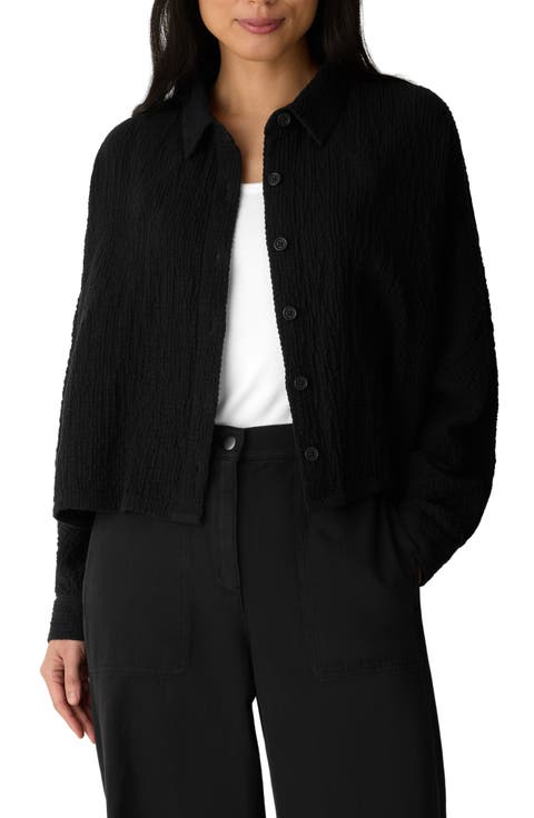 Organic Cotton Crepe Cropped Jacket