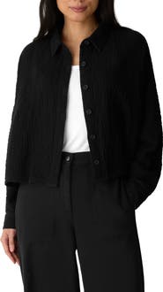 Eileen Fisher Organic Cotton Crepe Cropped Jacket