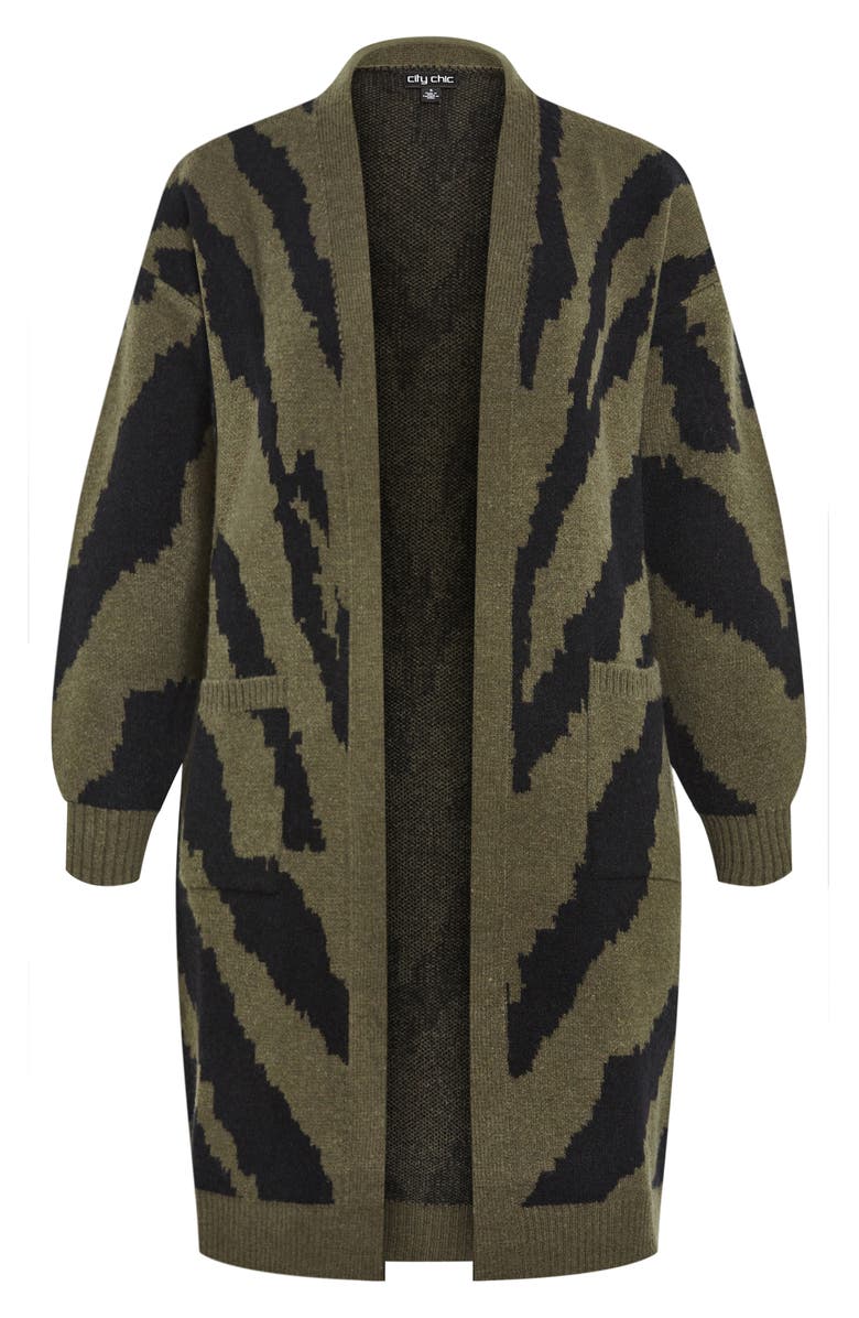 City Chic Earn Your Stripes Cardigan, Alternate, color, Green Stripe