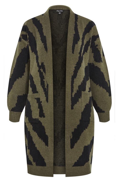 City Chic Earn Your Stripes Cardigan In Gray