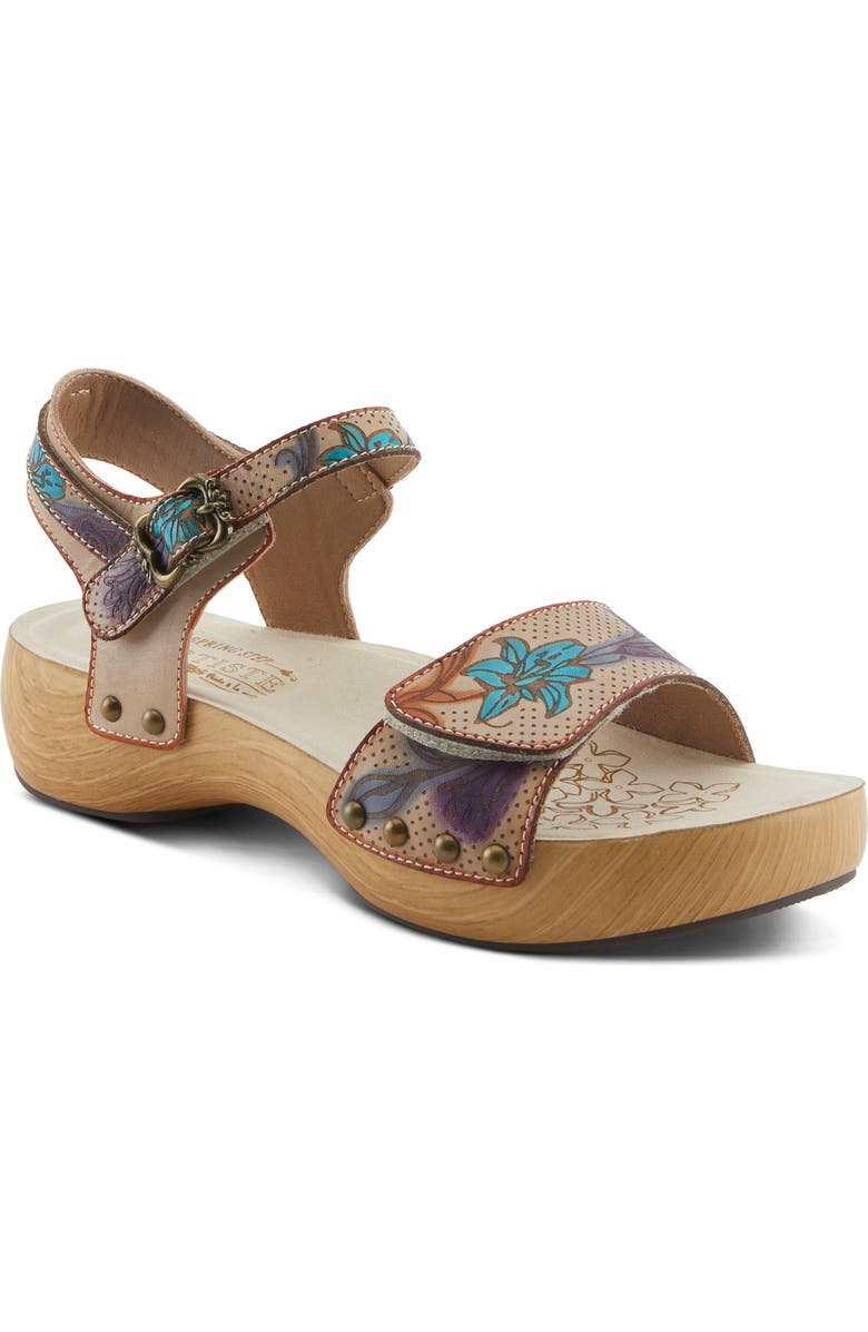 L'Artiste by Spring Step Dakoa Ankle Strap Sandal, Main, color, Beige Multi