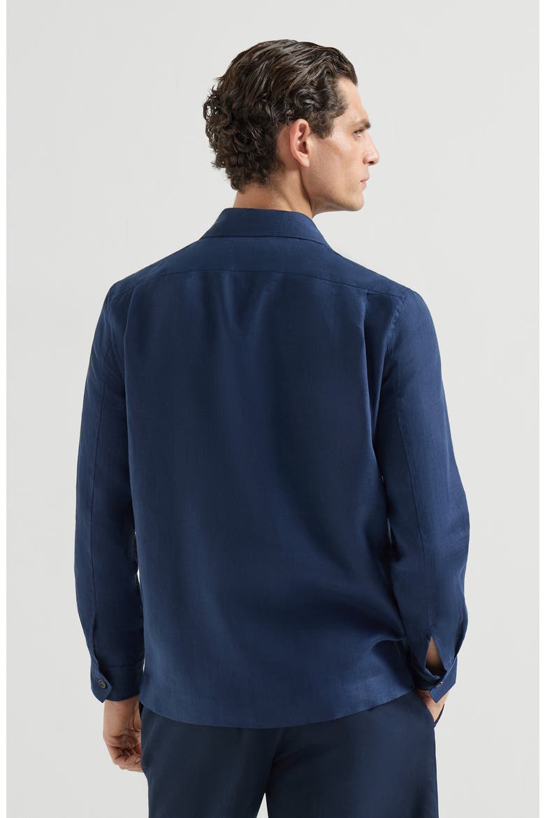 Linen guayabera, Alternate, color, Navy Blue