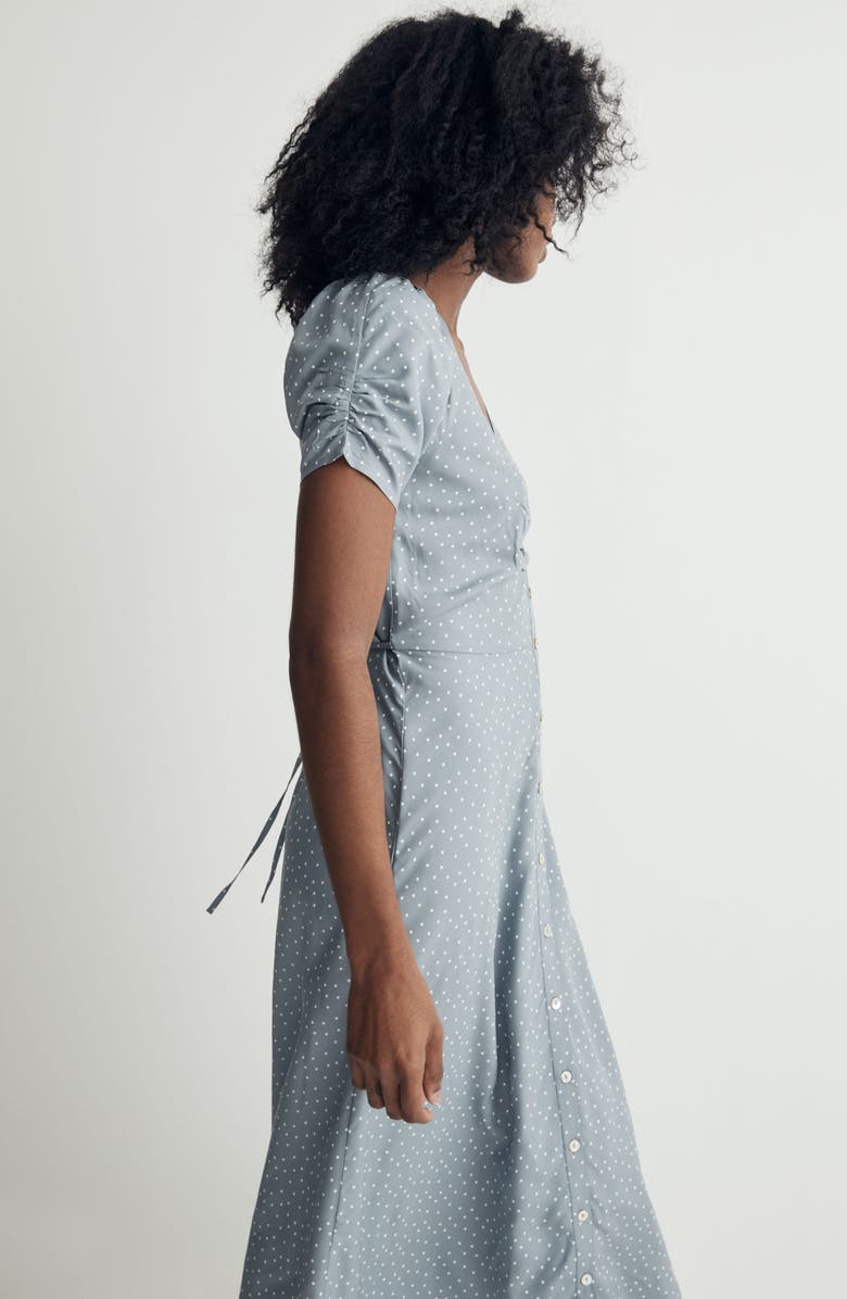 midi length evening dresses Midi Wedding-Guest Dress with Shoulder Ties Dusty Blue / 10