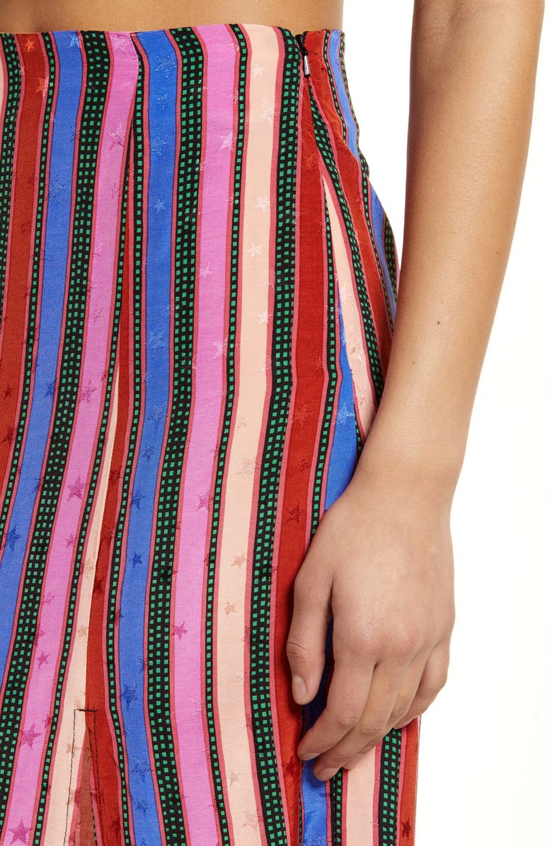 Topshop Split Stripe Midi Skirt, Alternate, color,