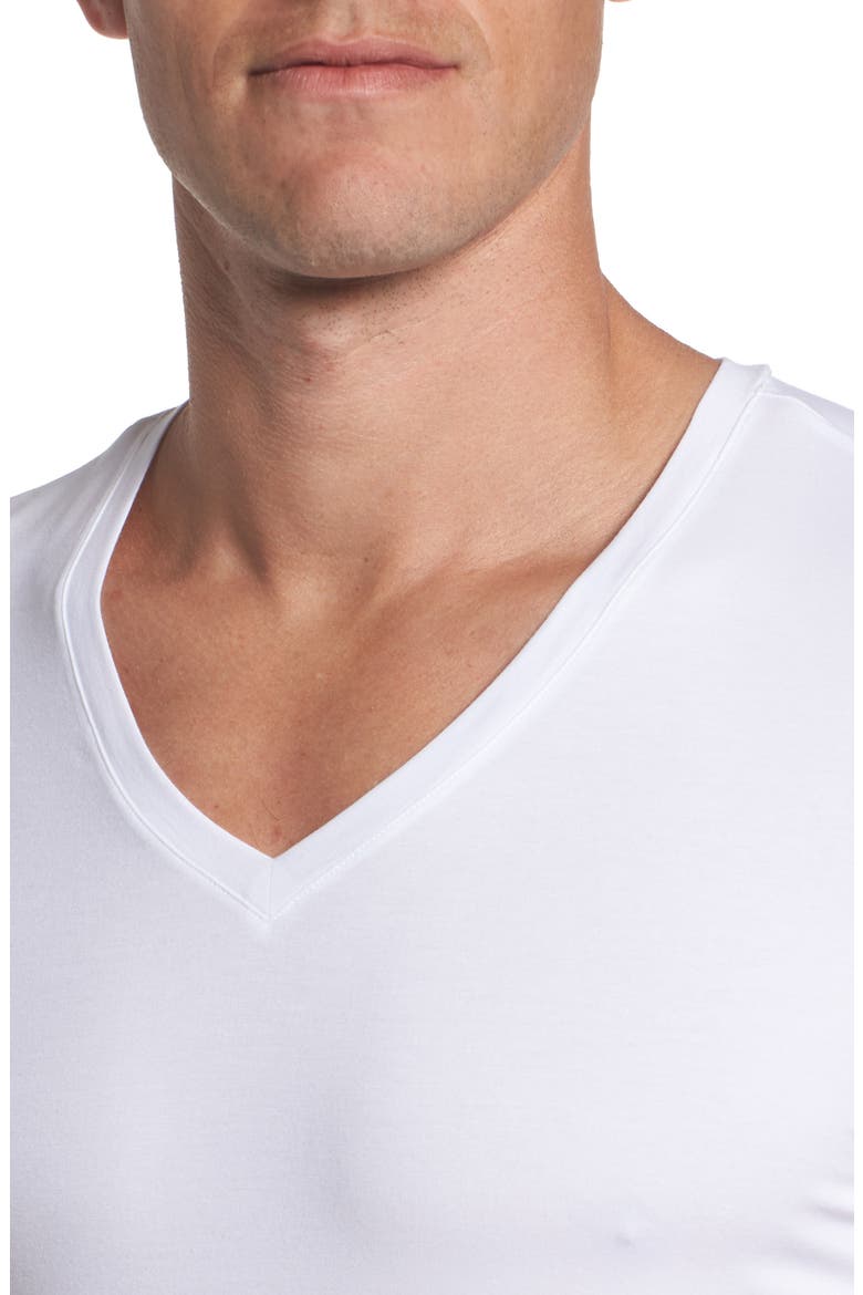 Cotton Superior Fitted V-Neck Cotton T-Shirt, Alternate, color, WHITE