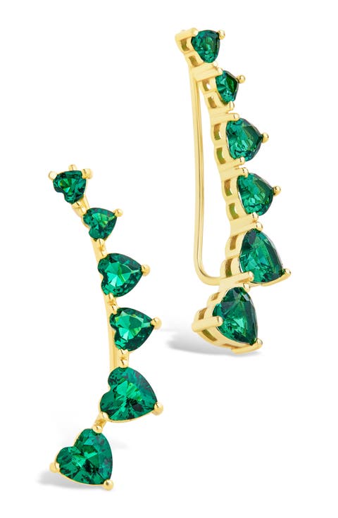 Jillian Cubic Zirconia Heart Threader Earrings