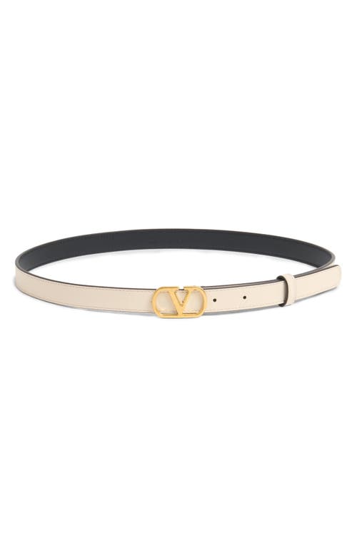 Valentino Garavani Vlogo Signature Belt In Shiny Calfskin 30 Mm Woman Ivory 095 In White Multi
