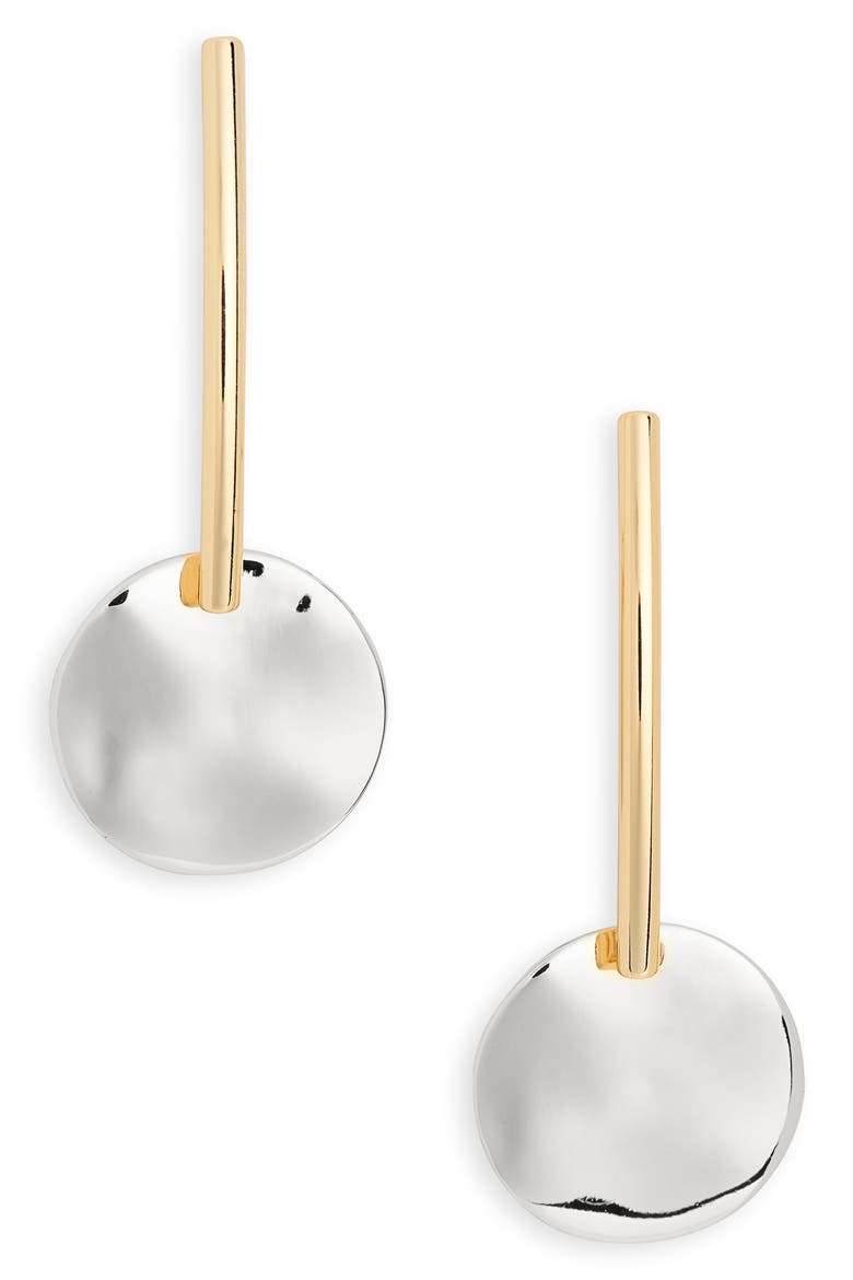 Bar & Disc Drop Earrings, Main, color, SILVER- GOLD