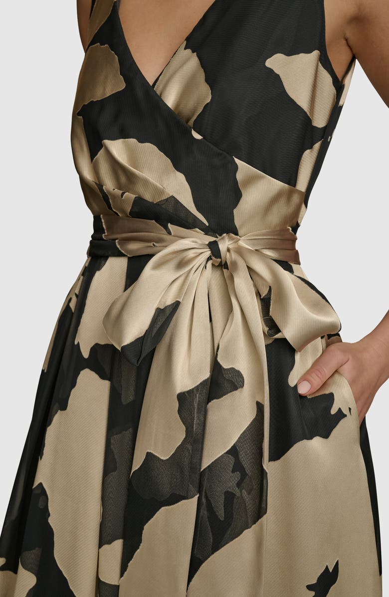 Donna Karan New York Faux Wrap Ballgown, Alternate, color, Black/ Tan