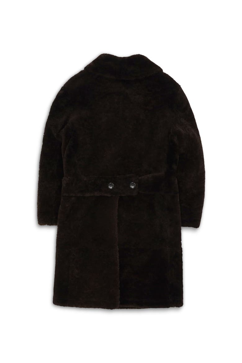 Perce Shearling Double-Breasted Coat, Alternate, color, Brown